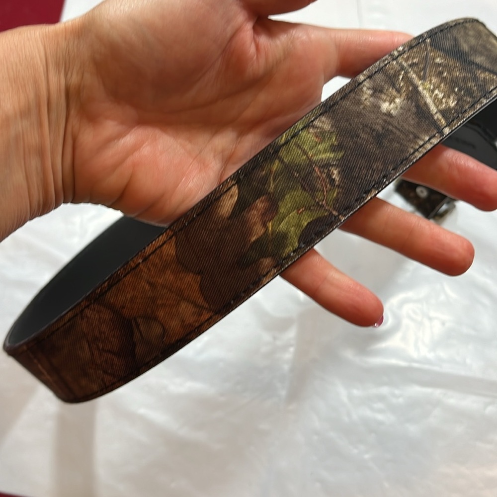 Camo leather tan brown Belt Size 38-42” removable buckle Mexico made country 40 - Picture 6 of 16